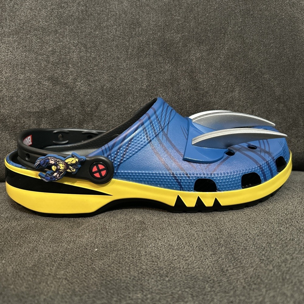 Crocs Wolverine Classic Clog Men 10 Blue Yellow Marvel Claw Superhero 211779-90H - Picture 1 of 9